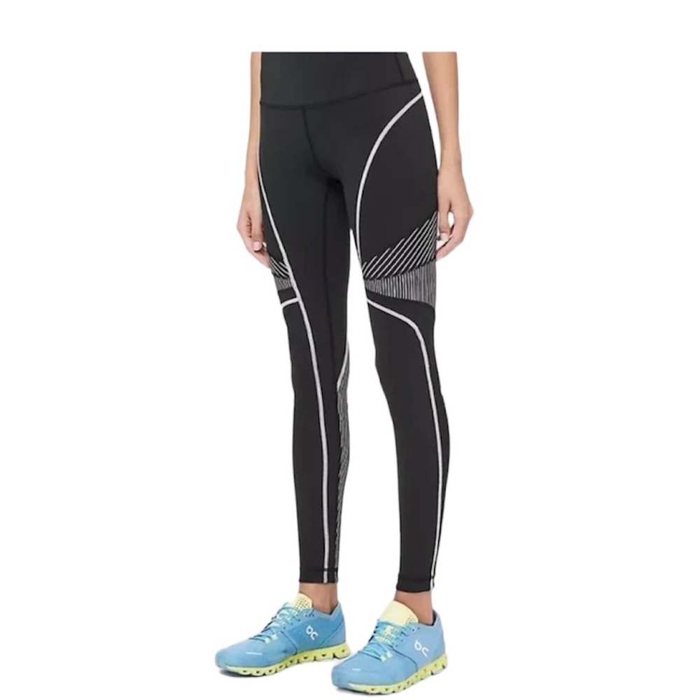 Lululemon Black Leggings with White Stitching